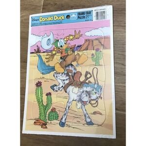 NEW Vintage  80s Disney Golden MADE IN‎ USA DONALD DUCK  FRAME Tray Puzzle